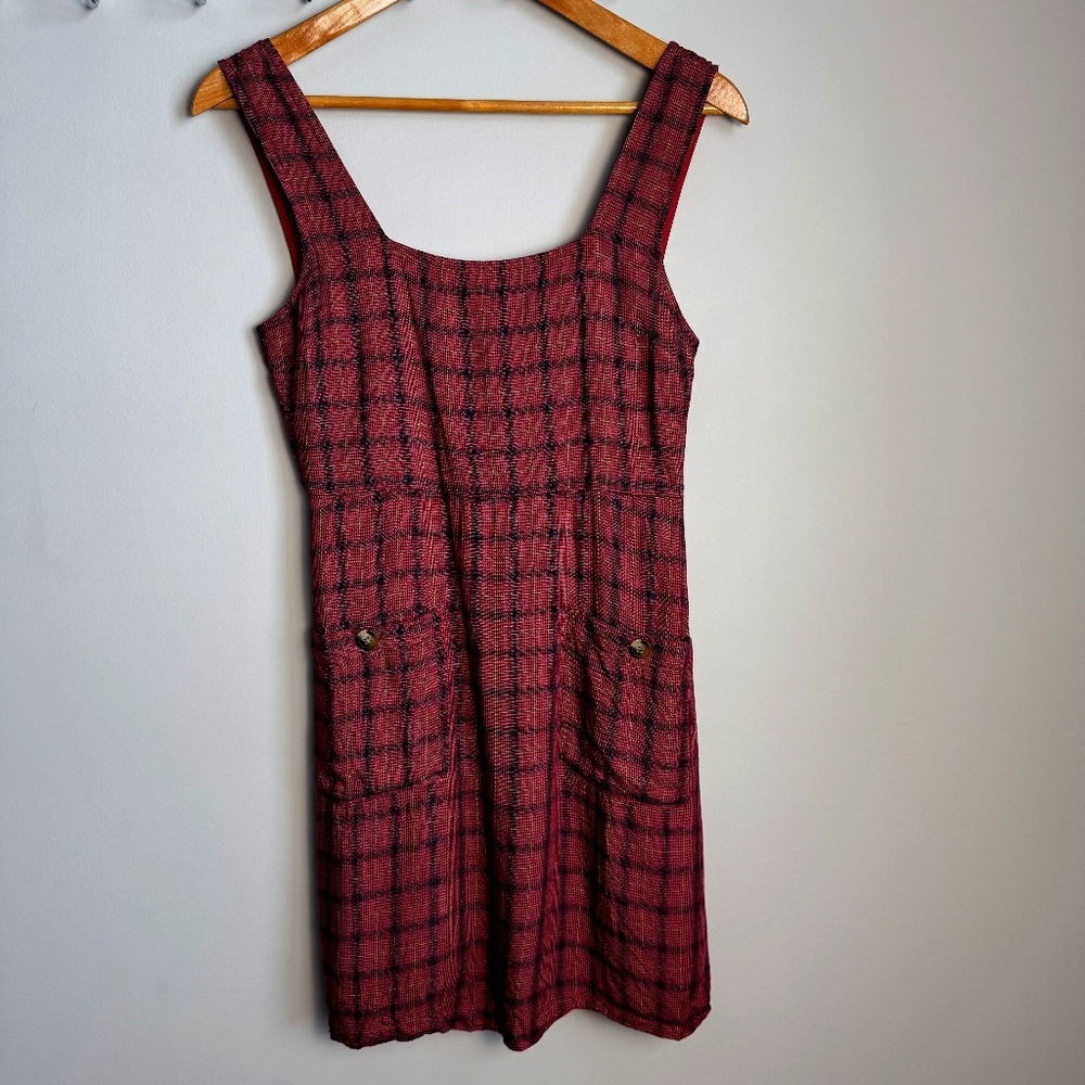 American Eagle Y2K Babydoll Houndstooth Sleeveless Mini Dress Lined Small Preppy
